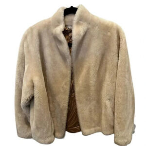 Vintage Borgana Women's Brown Long Sleeves Faux Fur Coat